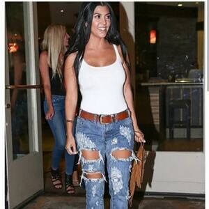 One Teaspoon Trashed Distressed Freebird Zipper Ankle Jeans